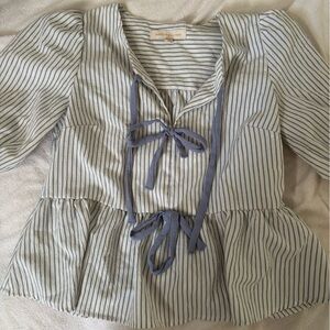 Striped Blue Blouse with Ties